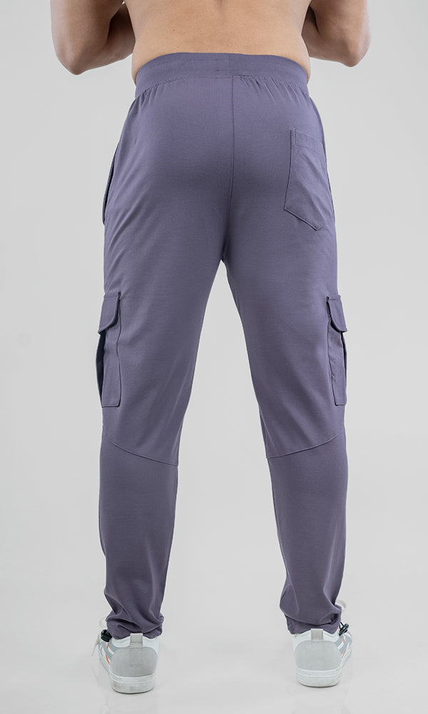 Mauve Legacy Cargo Pants by Athflex - Slim Fit Gym Cargo Pants