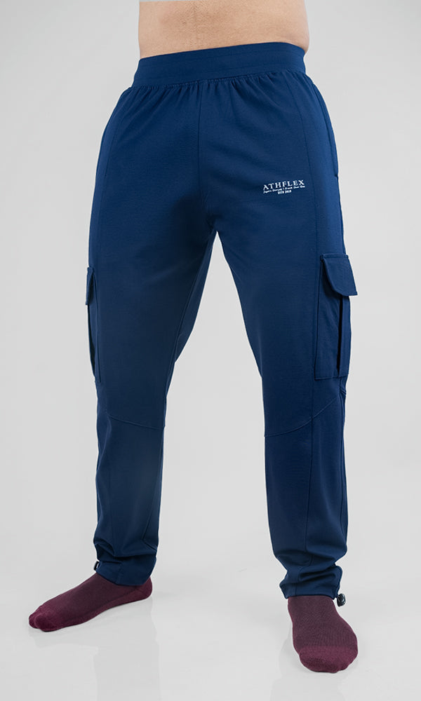 Navy Legacy Cargo Pants by Athflex - Slim Fit Gym Cargo Pants