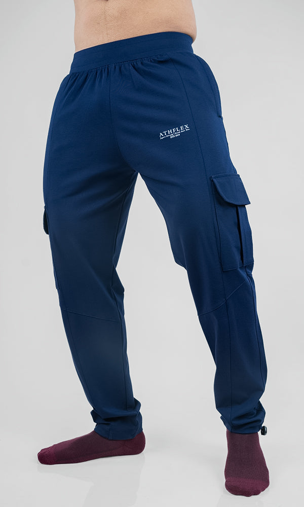 Navy Legacy Cargo Pants by Athflex - Slim Fit Gym Cargo Pants