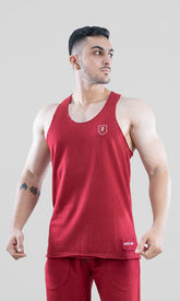 Raw Stringer Vest in Maroon by Athflex - Gym Stringers