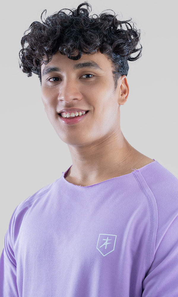 Raw Wide Neck Half Sleeve in Lilac - Gym tshirt for men by Athflex