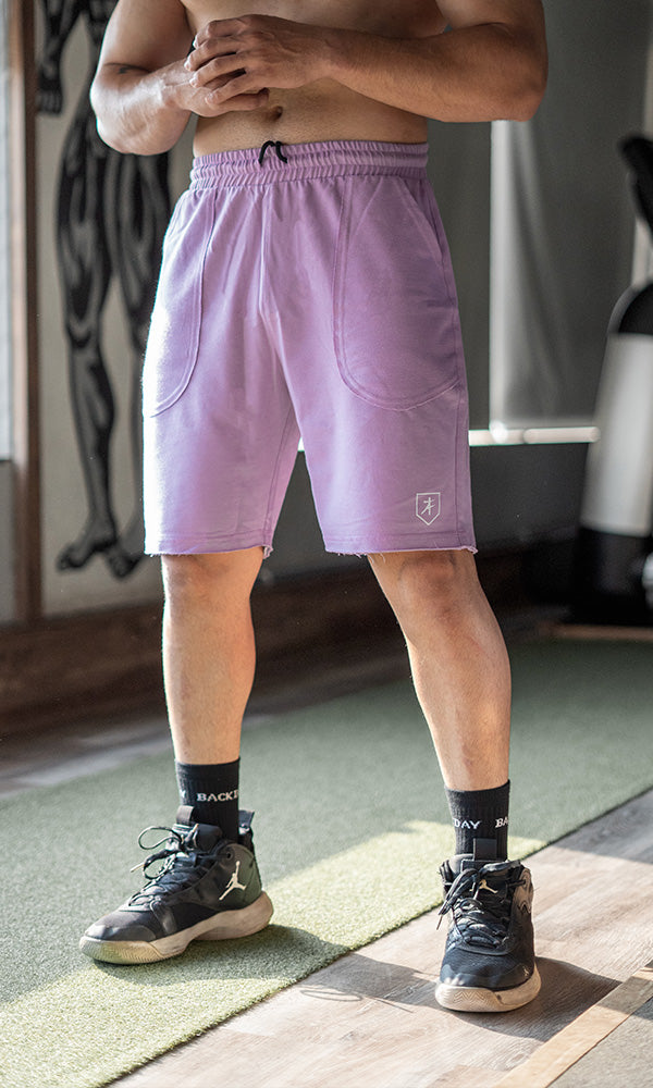 Raw shorts for men in Lilac - gym shorts for men by Athflex