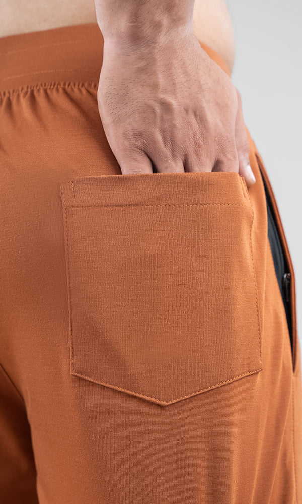 Rust Legacy Cargo Pants by Athflex - Slim Fit Gym Cargo Pants