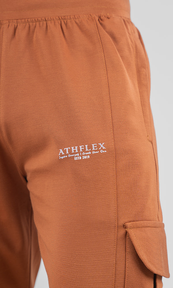 Rust Legacy Cargo Pants by Athflex - Slim Fit Gym Cargo Pants