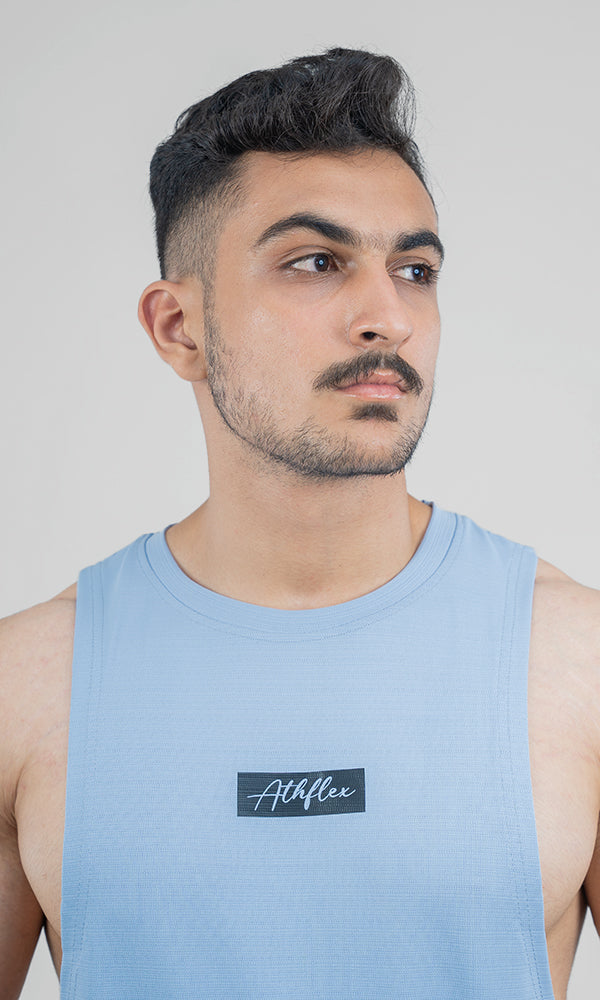 Signature Tank Top for Men by Athflex in Ice Blue- Buy Gym Tank Tops Online 