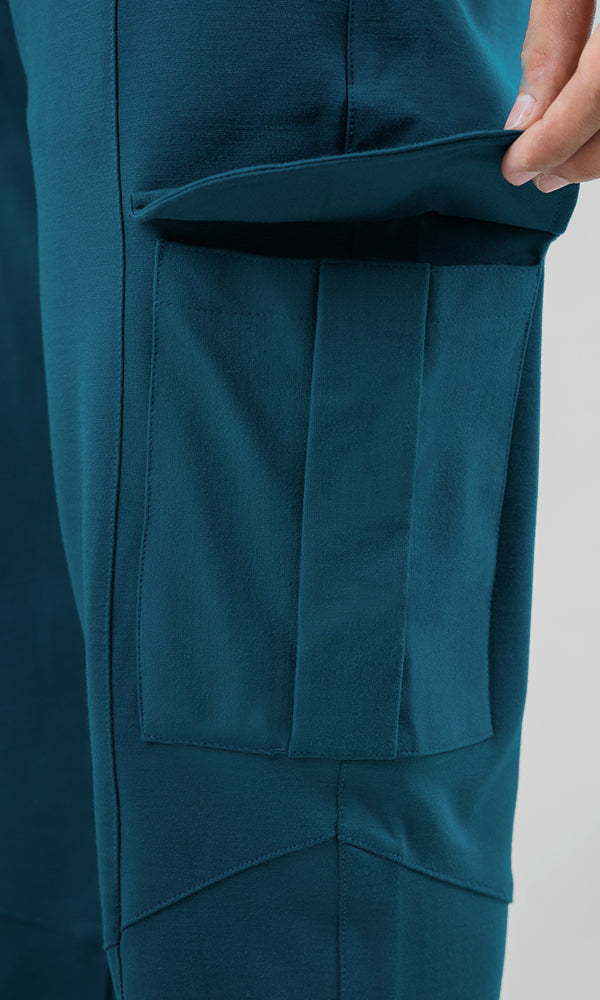 Teal Legacy Cargo Pants by Athflex - Slim Fit Gym Cargo Pants