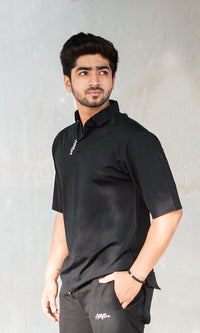 Indie Oversize Polo T-Shirts by Athflex in Black - Best Gym Wear in India