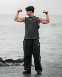 Acid Wash Sleeveless Hoodie