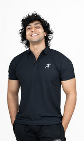 Athflex Pique Polo T-Shirt-Stud Black | Buy Gym Wear Online