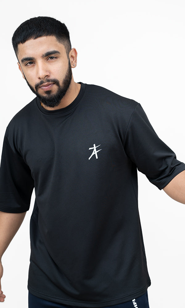 Spheroid Oversized T-Shirt in Jet Black by Athflex - Gym T-Shirts Online