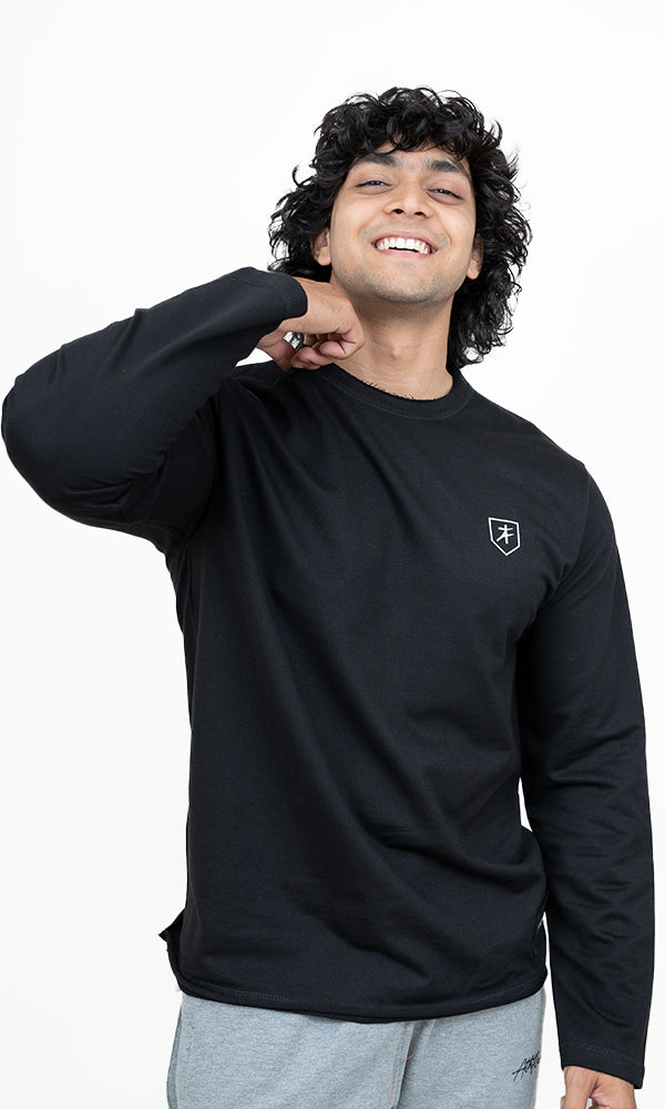 The Raw Edit Full Sleeve Oversize T-Shirt in Phantom Black by Athflex - Perfect Gym Wear