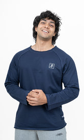 Raw Flex Oversize Full Sleeve T-Shirt in Eve Blue by Athflex - Premium Gym Wear in India