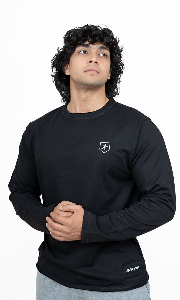 The Raw Edit Full Sleeve Oversize T-Shirt in Phantom Black by Athflex - Perfect Gym Wear