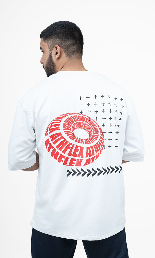 Spheroid Oversized T-Shirt in Cause White by Athflex - Gym Wear in India