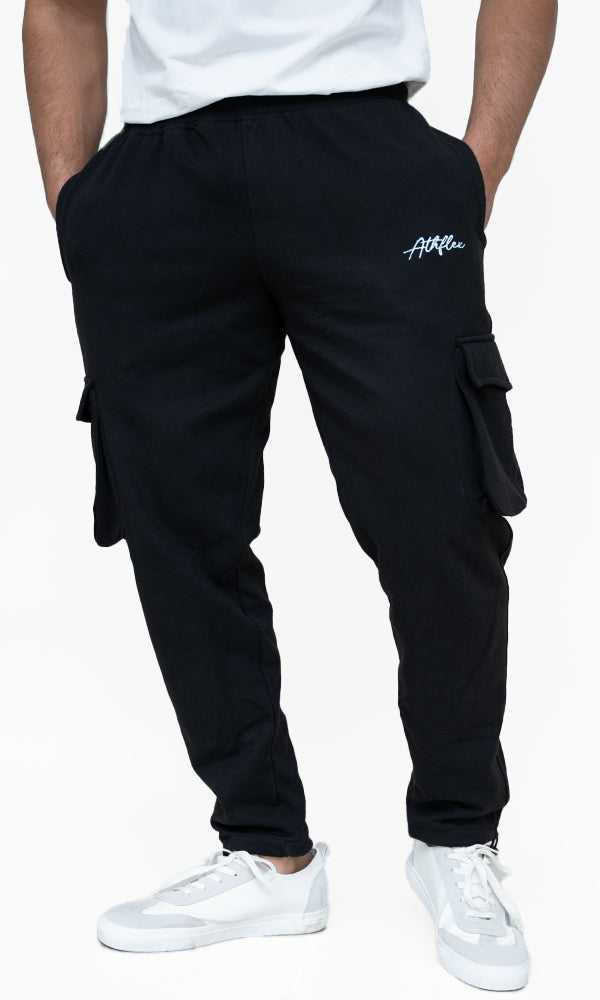 Signature Cargo Joggers by Athflex in Jet Black - Best Gym Wear in India