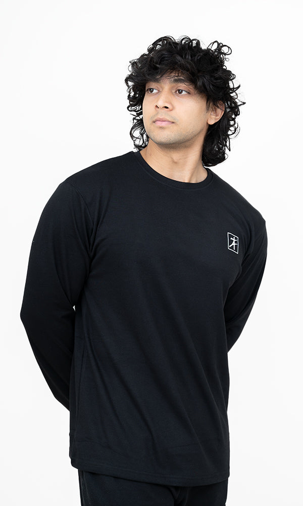 Legacy Oversized Full Sleeve T-Shirt in Graphite Black by Athflex - Gym Wear in India