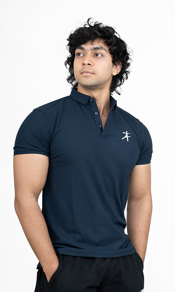 Pique Polo T-Shirt by Athflex in Berry Blue - Best Gym Wear in India