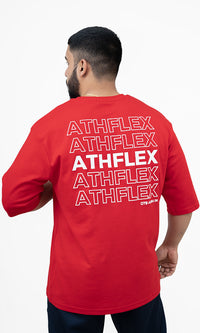 Typographic Oversize T-Shirt in Bright Cherry by Athflex - Gym Wear in India