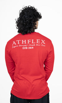 Legacy Oversized Full Sleeve T-Shirt in Crimson Red by Athflex - Best Gym Wear in India