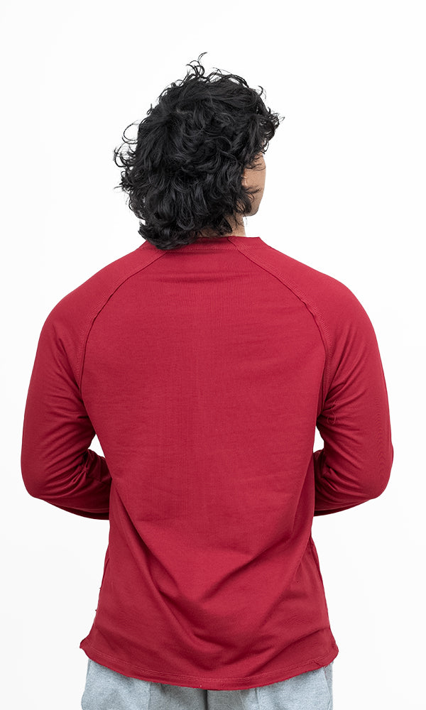 Raw Flex Oversize Full Sleeve T-Shirt in Maroon by Athflex - Stylish Gym Wear in India