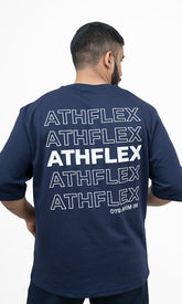 Typographic Oversize T-Shirt in Deep Sea Blue by Athflex - Athflex Premium Gym Wear