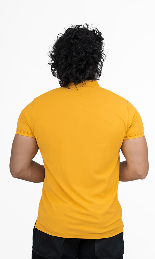 Pique Polo T-Shirt by Athflex in Corn Yellow - Best Gym Wear in India